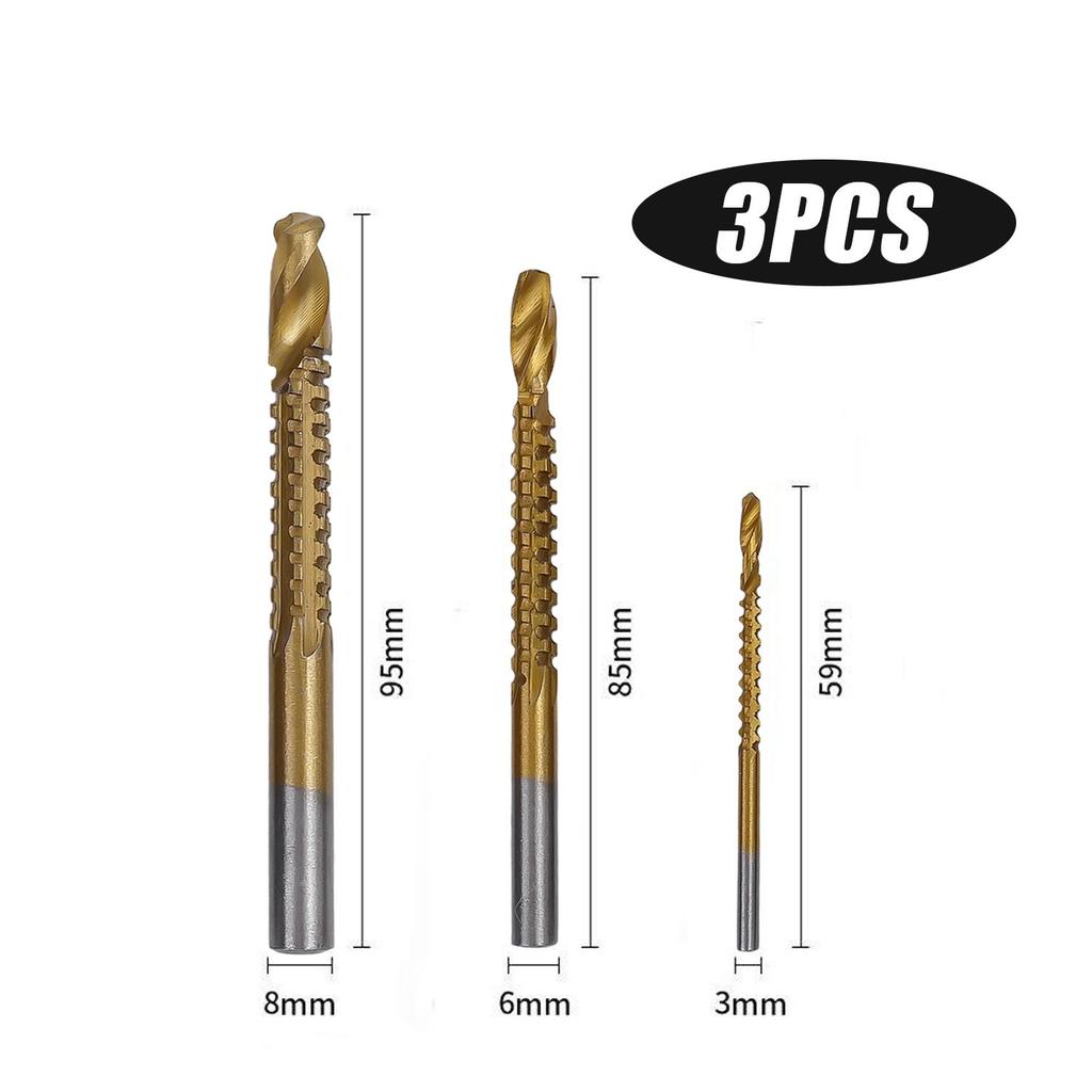 Titanium Coated HSS Twist Drill Bits Serrated Side Cutting Drill Bit Woodworking Electric Opening Hole Tools Saw Drill Set