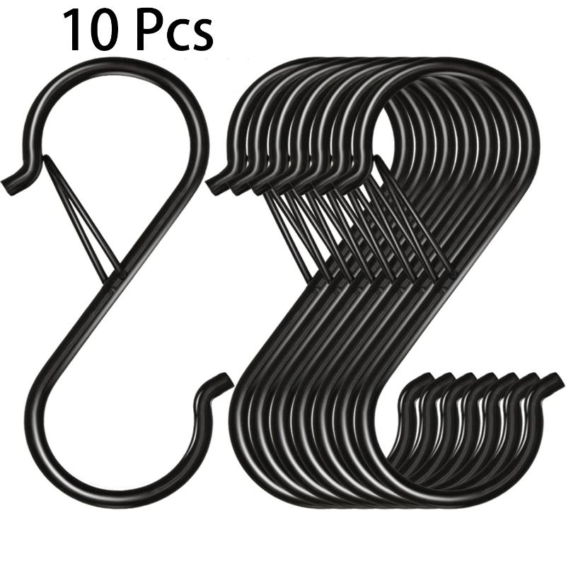 

10 шт. Вітростійкий S-подібний гачок Металевий вішак Гачок без свердління Для шафи Сумки Капелюха Захист від падіння Підвісне зберігання чорний
