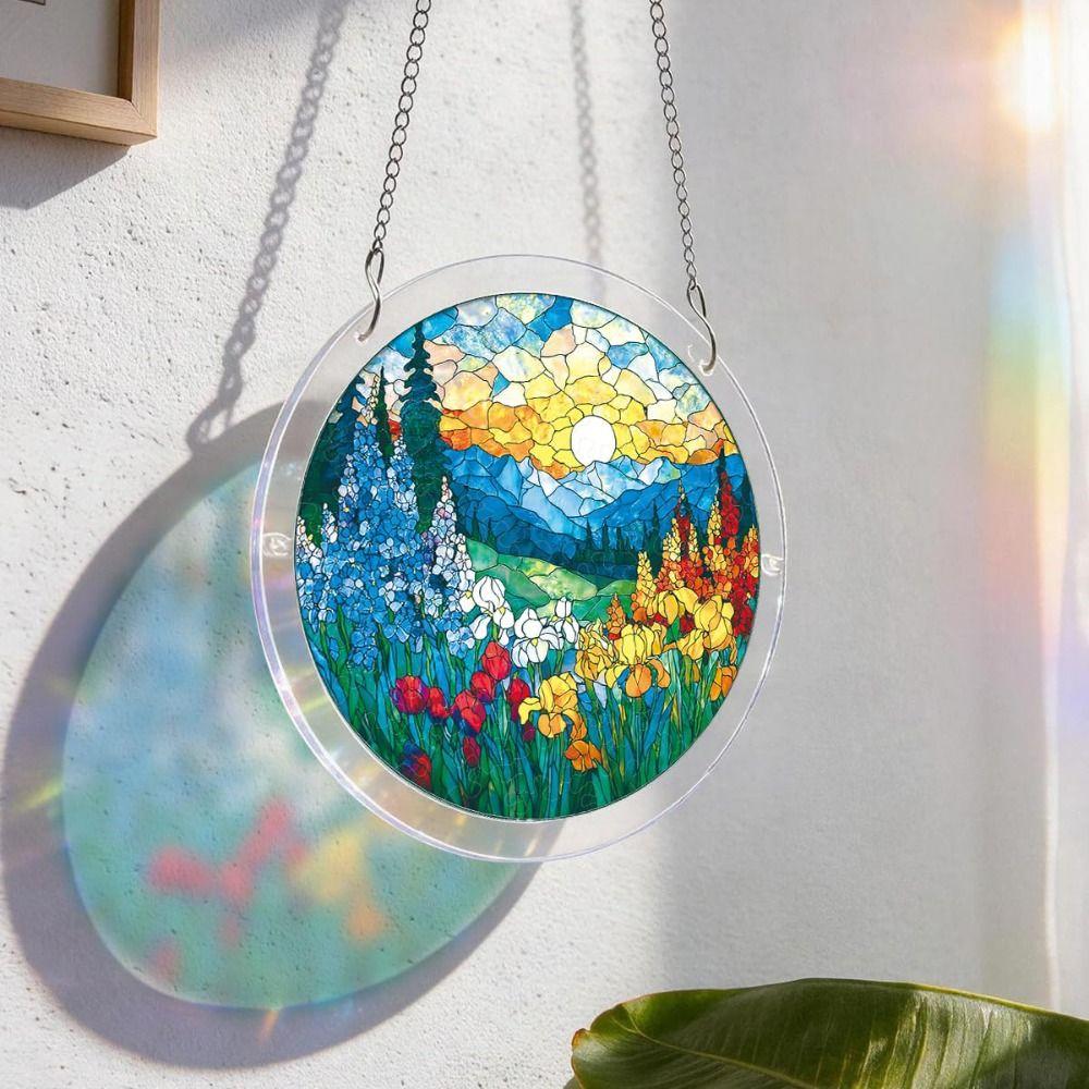 83 Pieces Round Shape Puzzle Suncatcher Acrylic Hanging Ornament Acrylic Puzzle Kit Indoor Display