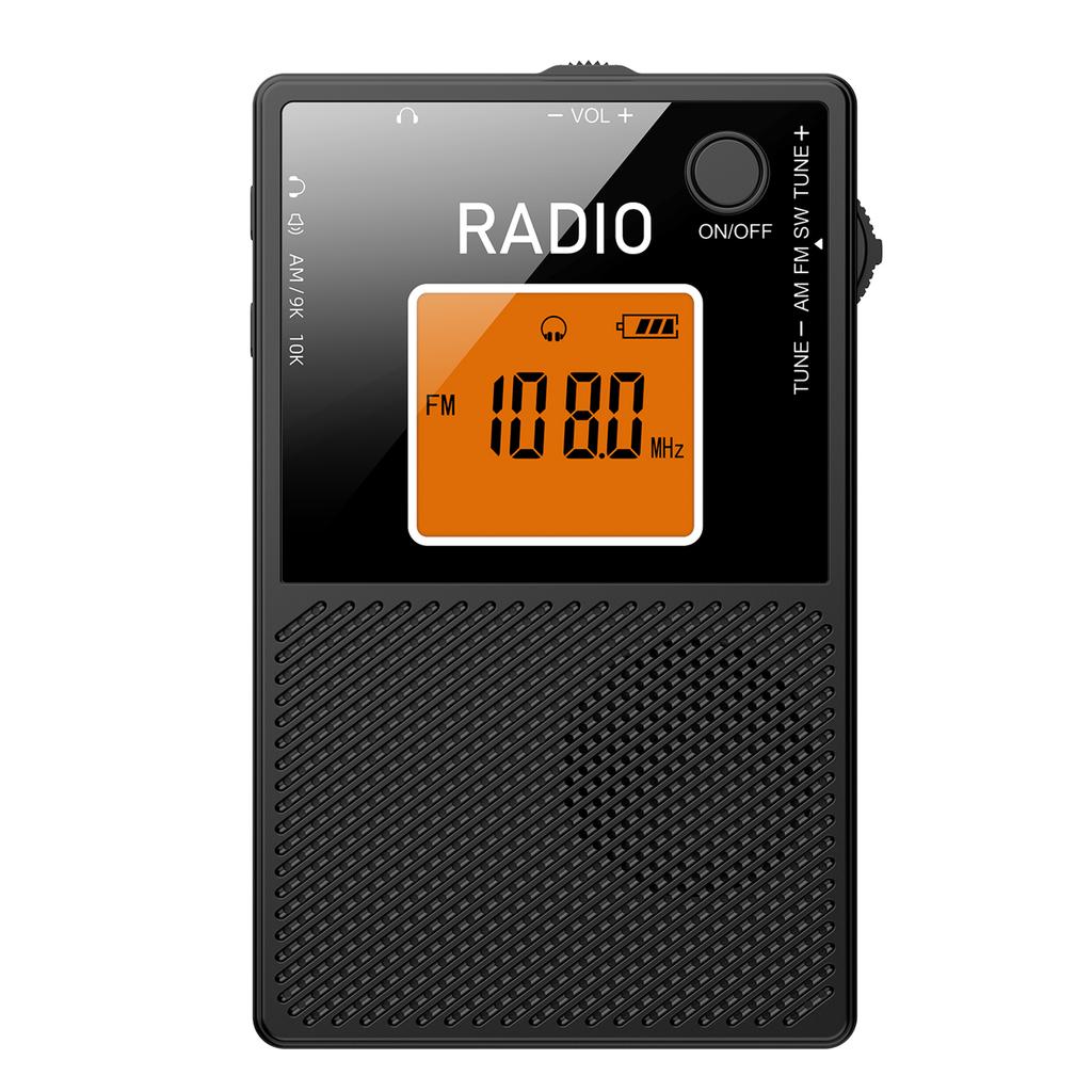 Supports FM AM SW Band Transistor Radio Portable Type-C Rechargeable Full Band Pocket Radio LCD Backlit Digital Radio Receiver