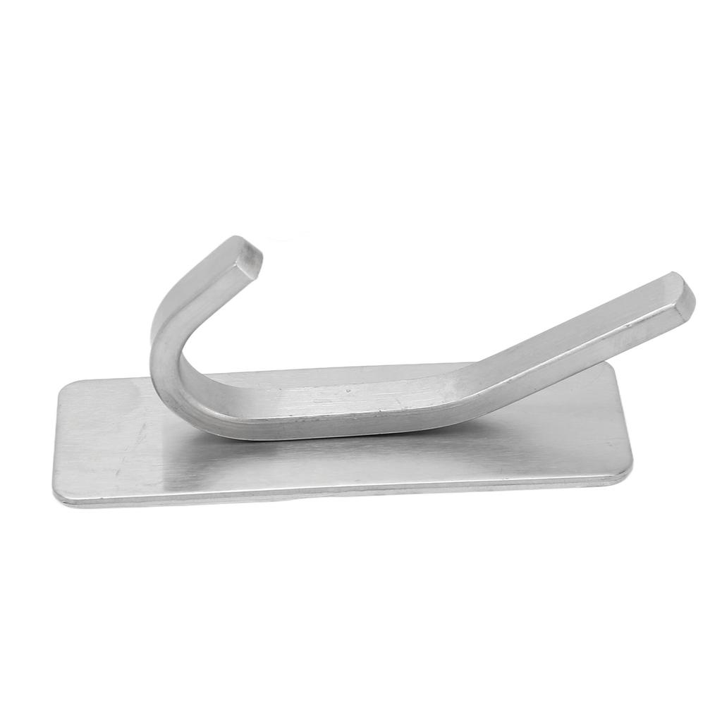 4pcs Adhesive Hooks Hole Free Wall Hangers Coat Hat Stainless Steel Hooks Bathroom Adhesive Hangers Silver