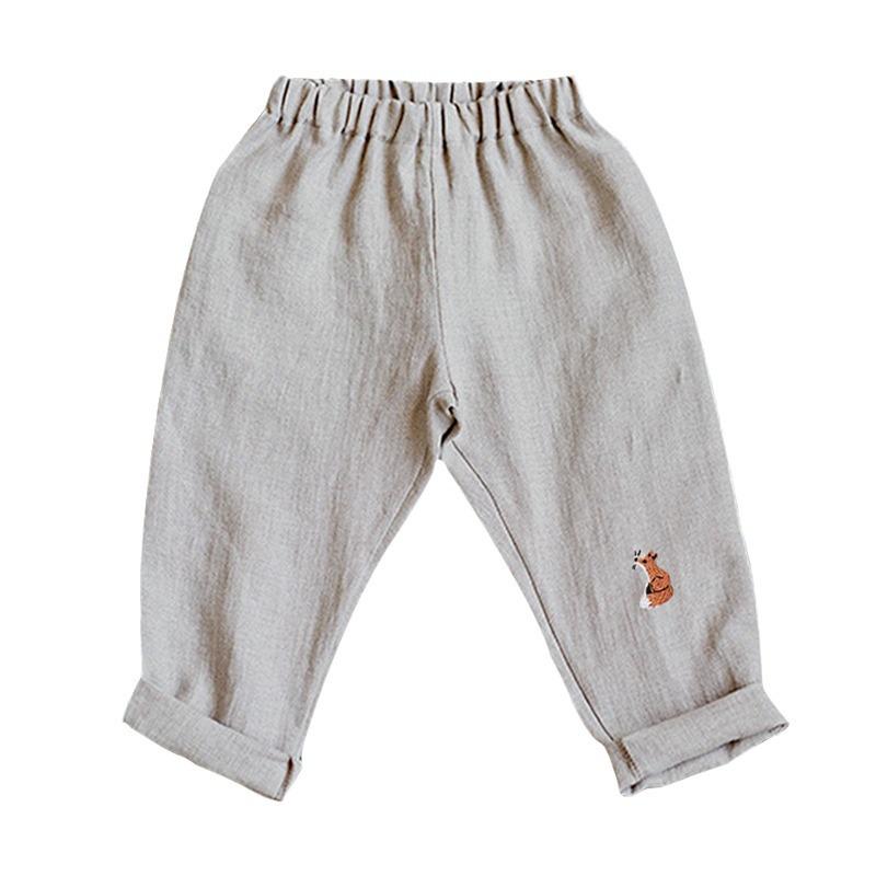 Boys' Cotton-Linen Elastic Waist Pants for Small & Medium Kids – Solid Color, Lightweight, Mosquito-Repellent Trousers