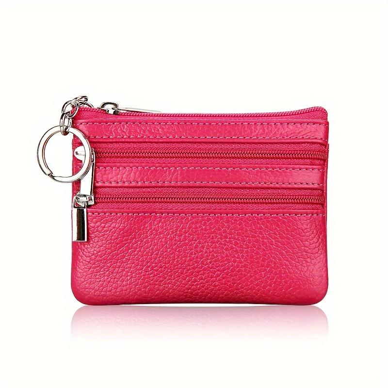 Porte-monnaie en cuir véritable pour femme, Mini pochette en peau de vache, Mini portefeuille avec chaîne
