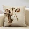 Watercolor Animal Horse Chicken Lizard Cow Antelope Decorative Pillow Case 45x45cm Cushion Cover for Sofa Home Decor