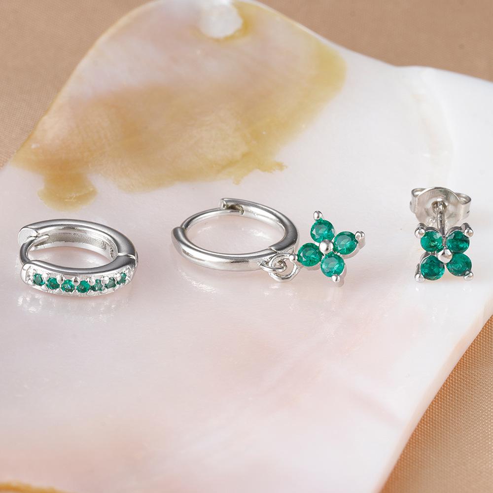 Elegant Zircon Inlaid Earrings Set: Sweet & Luxurious Ear Clips and Studs for Women