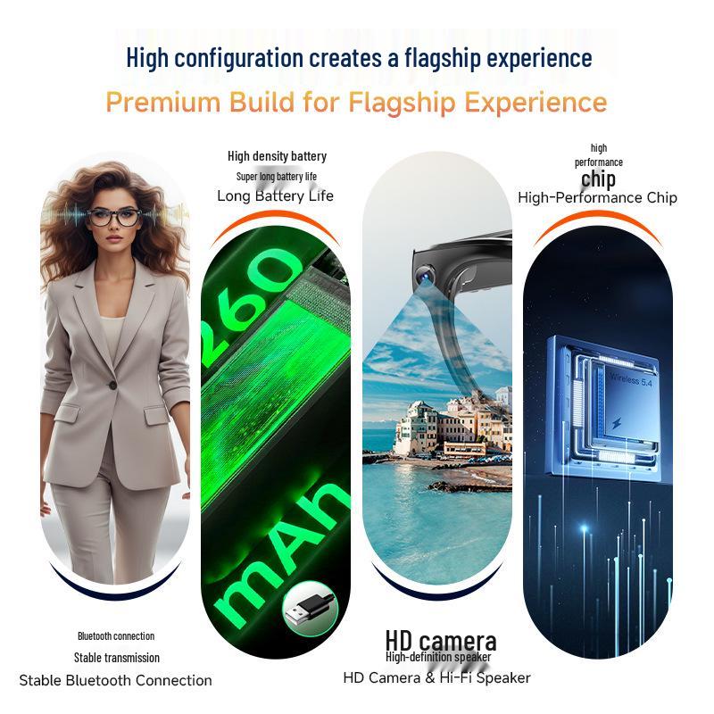 Smart AI Bluetooth Glasses: HD Camera, Music, Calls & Translation