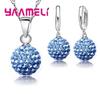 925 Sterling copper Stamped Bridal Zircon Sets Women Girls Wedding Gifts Austrian Crystal CZ Disco Ball Necklace Hoop Earrings