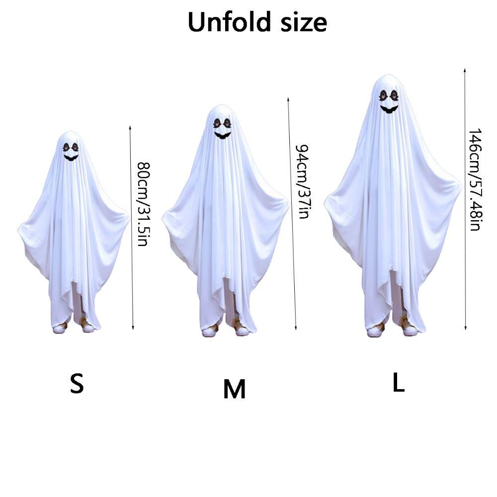 Hooded Halloween Cloak Cape Funny Cosplay Smile Face Ghost Poncho Robe Fright Clothes Black Eye Ghost Cosplay Costume