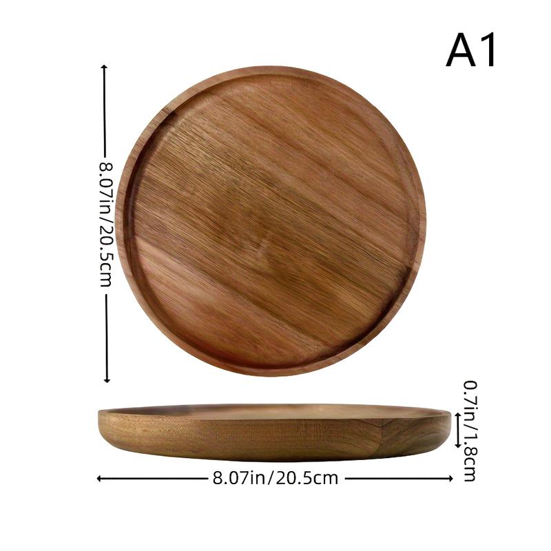 1PC Natural Whole Wood Lovesickness Wood Round Handmade Acacia Plate Round Sushi Dish Dessert Fruit Bread Dishes Soup Tableware