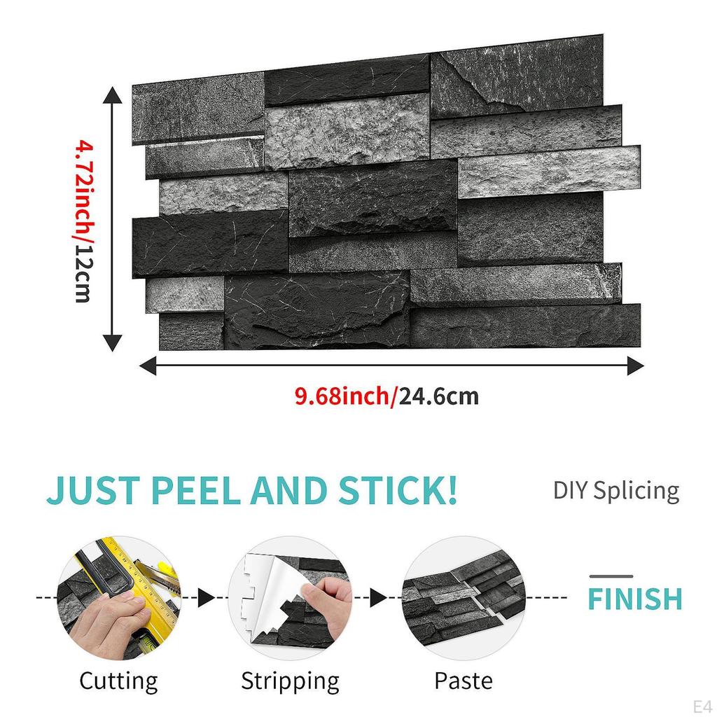 Carta da Parati Autoadesiva Effetto Mattoncino Finto 48 Pezzi per Camera da Letto e Armadietti