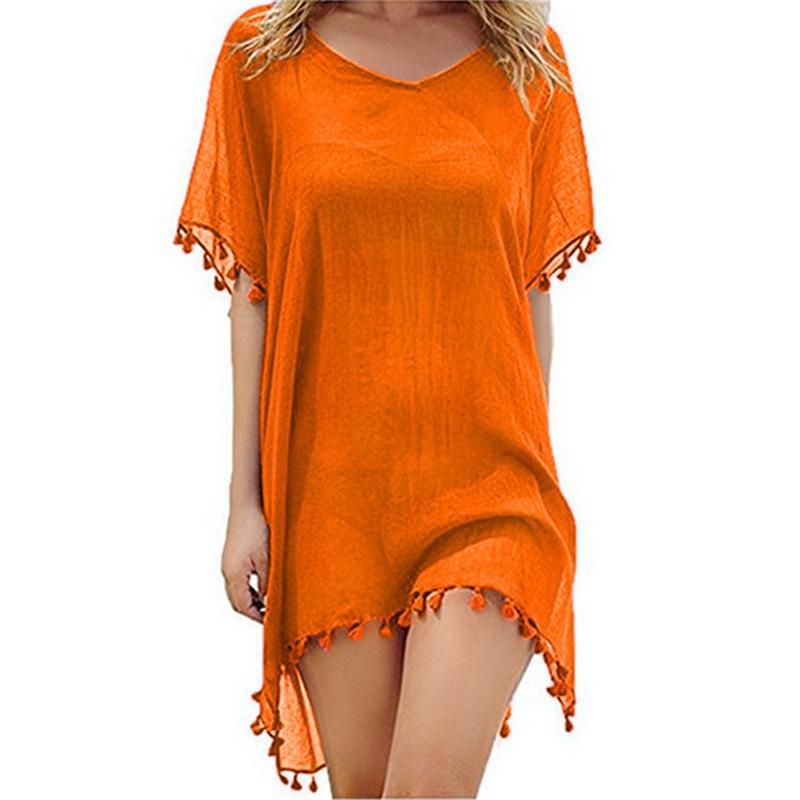 Cover Up Dress Swimsuit Bikini Beach Wear Women's Tassel Bathing Suit Beach Sun Protection Clothing