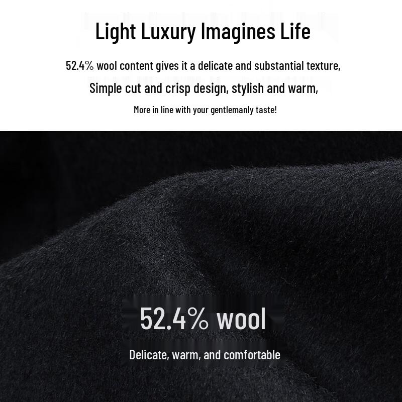 Luomon Men's Wool Blend Mid-length Overcoat