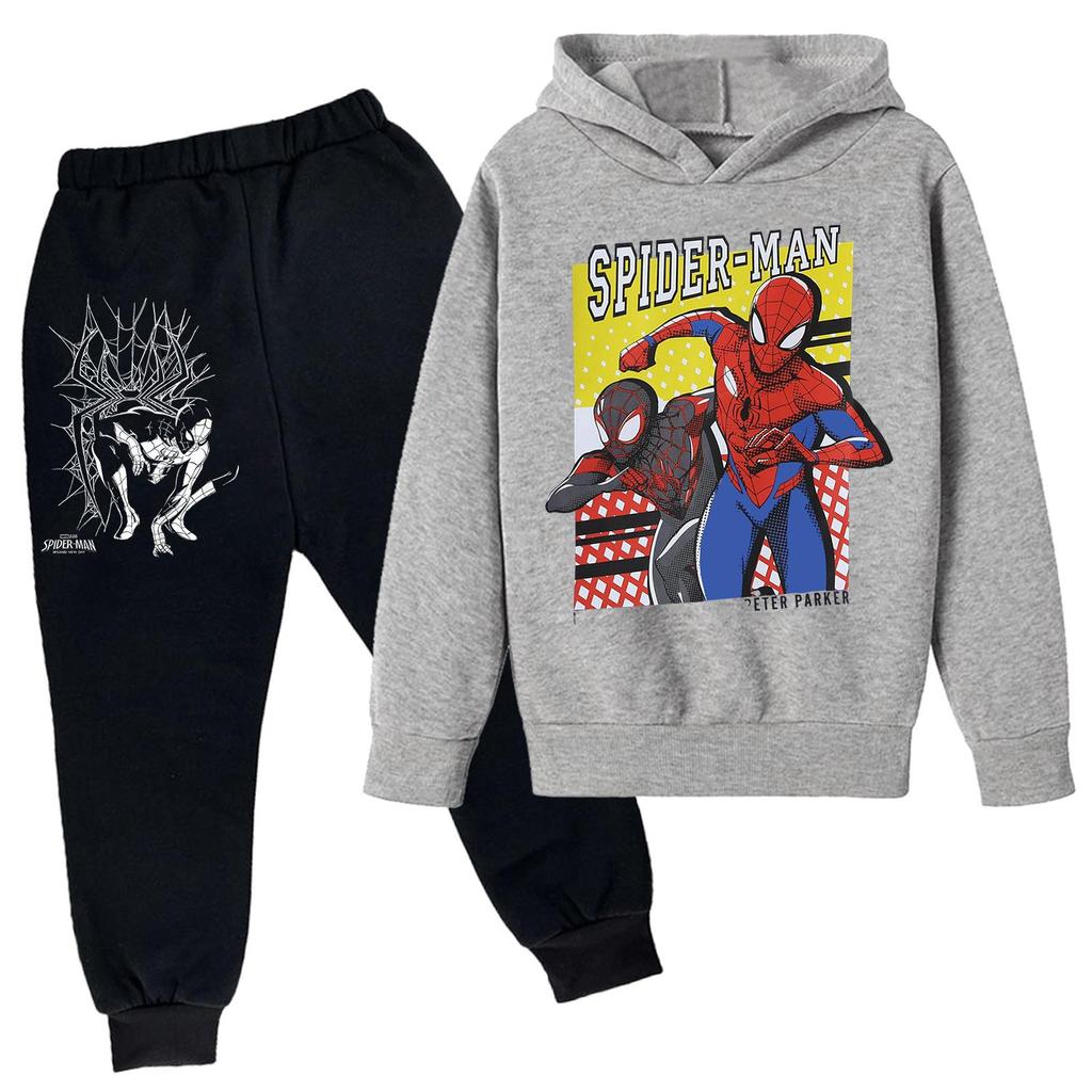 Kids Printed Hoodie and Sweatpants Set Long Sleeve Loose Fit Pullover Outfit for Boys and Girls