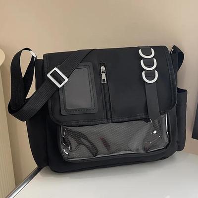 Schlichte, niedliche Damen-Umhängetasche mit großem Fassungsvermögen, transparentem Design, hochwertiger Anime-Stil, ideal für Schüler und Studenten, perfekt für den Schul- und Postversand.