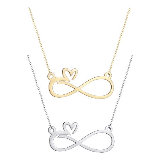 Women Necklace Number Eight Heart Pendant Adjustable Length Choker Necklace Hollow Non-fade Necklace Jewelry Accessory