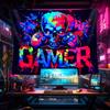 VIKAMA Colorful Skull Gamer Tapestry with Game Controller Graffiti for Bedroom Living Room Decor Aesthetic Edgy Gaming Wall Art