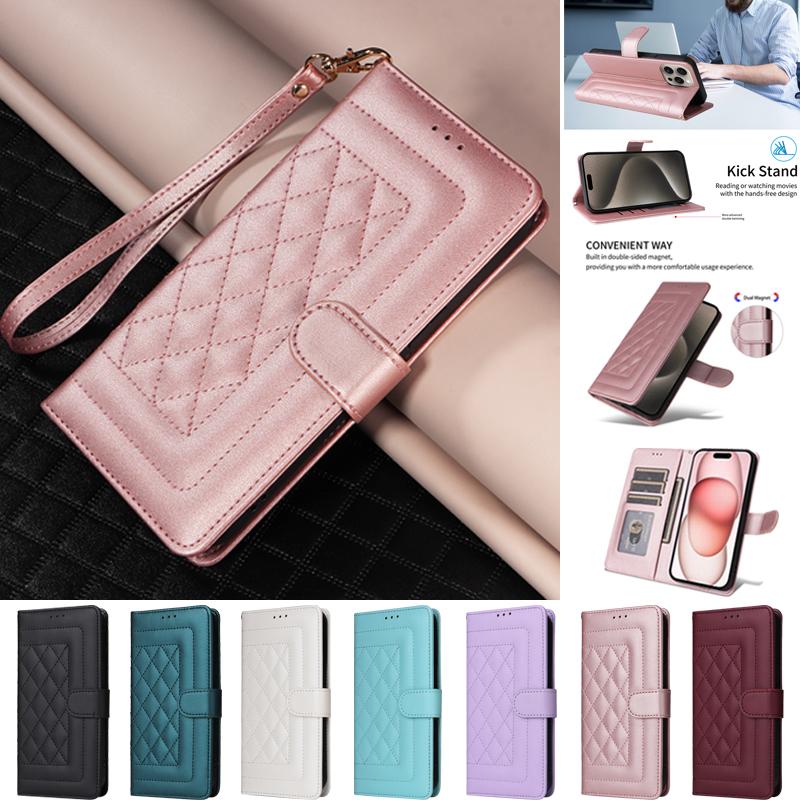 Diamond Check Flip Case on For Samsung Galaxy A51 A50 A52 A71 A20 A21S A30 A10 A31 A70 A72 A20S A20E Capa Magnetic Leather Cover