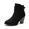 Fashion Thick High Heels Ankle Boots Women 2025 Pointed Toe Keep Warm Elegant Short Booties Side Zipper Boots for Woman Buckle Decor