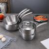 Flat Bottom Stainless Steel Saucepan With Glass Lid Soup Pot Universal Milk Pot  Stove