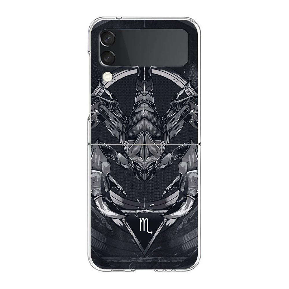 Phone Cover For Samsung Galaxy Z Flip 6 5 4 Case Transparent For Samsung Z Flip 3 Hard PC Foldable Shell Cartoon Scorpion Capas