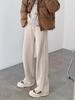 Women's Plus Size Velvet Herringbone Wool Wide-Leg Pants for Autumn/Winter