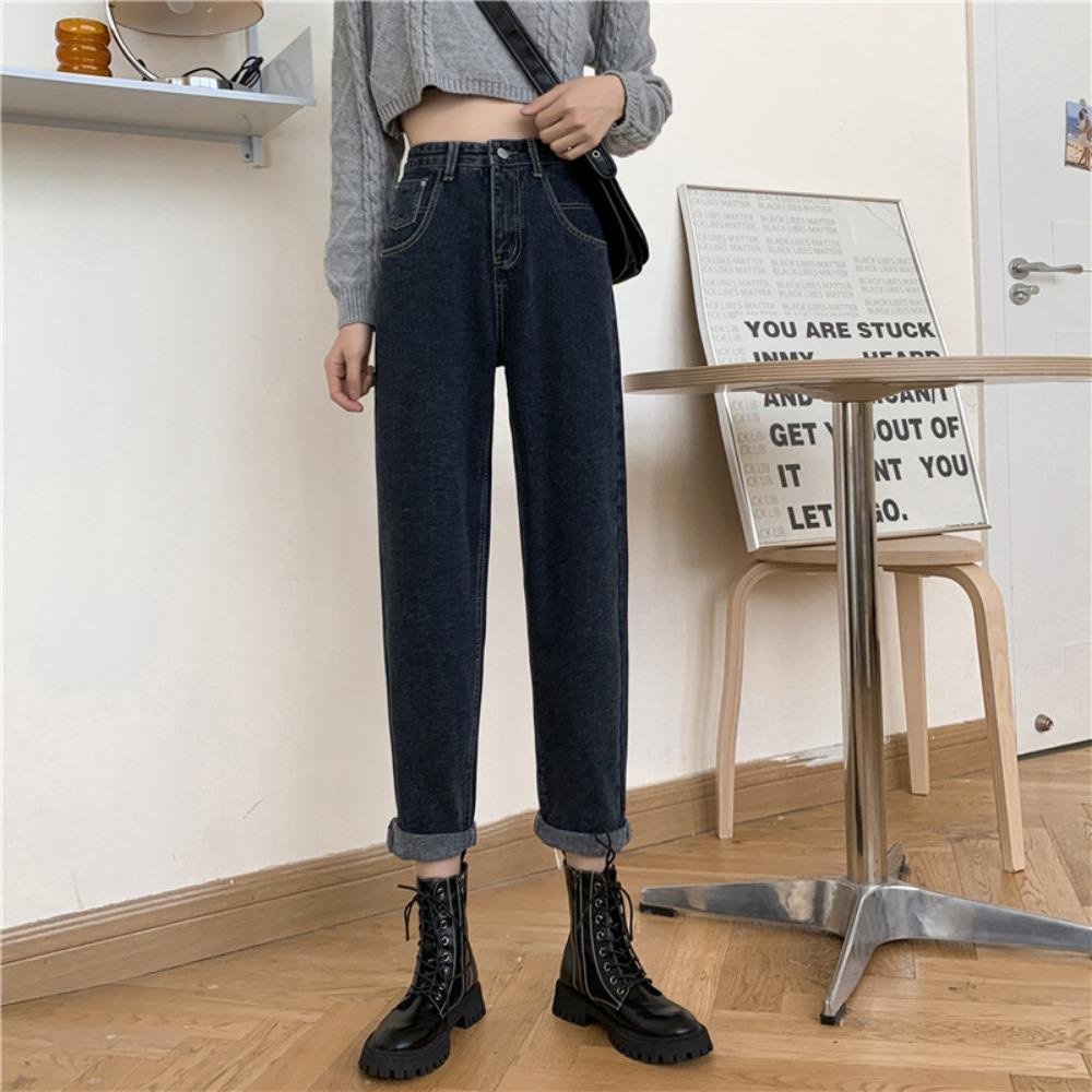 Fashion jeans 2025 autumn and winter new jeans high waist thin small retro straight pants tide