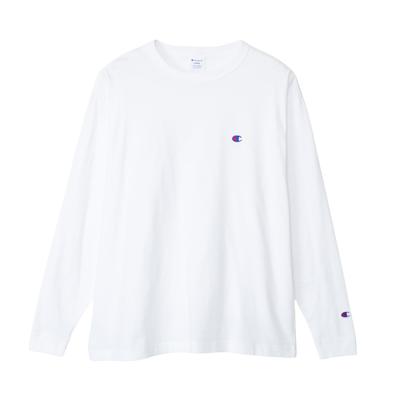 Champion Long Sleeve Crew Relaxed Drop Men's T-Shirt, Neck, 100% Cotton, One-Point Logo, Fit, Shoulder, C8-A409Z-010-XL