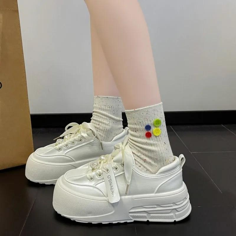 Robustní tenisky Dámské nové Podzimní Silná podrážka Tátovy boty Dámská móda PU kůže Platformové boty Dámské značkové boty