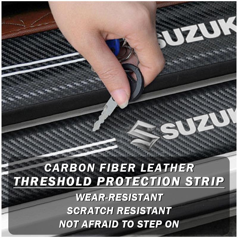 Carbon Fiber Door Sill Protector Leather Vinyl Sticker For Suzuki JIMNY Grand Vitara Sx4 Swift Alto Auto Trunk Threshold Decals