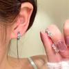 Colored Zirconia Double Piercing Hoops - Elegant, Shiny, Versatile Design Earrings