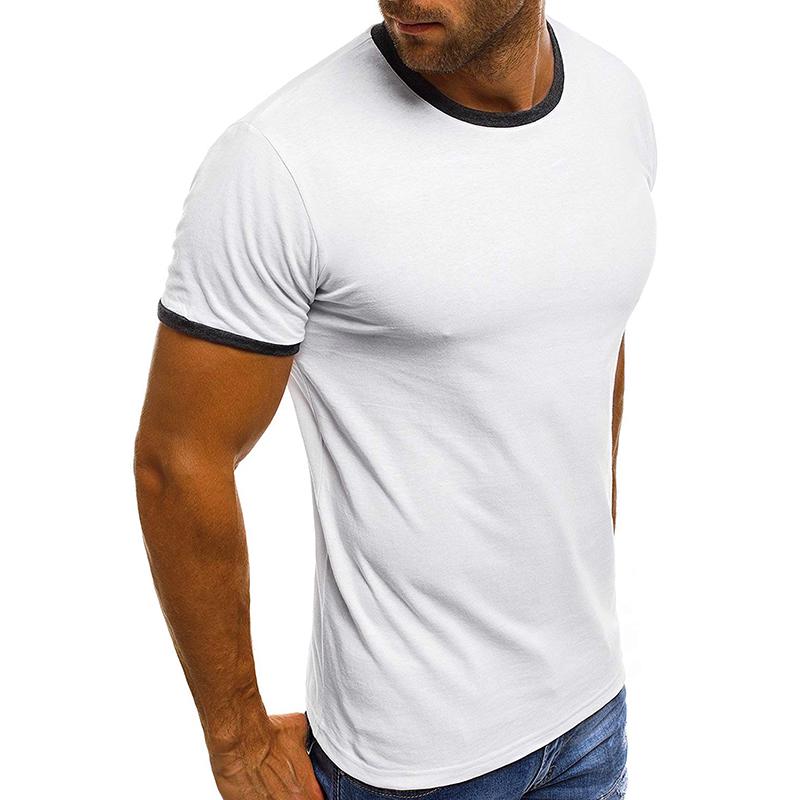 Buy Summer New Men's Fashion Casual Round Neck Solid Color Short ...