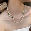 Retro Long Pearl Necklace Women's Niche Sweater Chain Feeling Double Layer Stacked Collarbone Chain