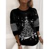 XS-8XL Women's T Shirt Tee Snowflake Sparkly Christmas Tree Christmas Weekend Painting Tee Long Sleeve Print Round Neck Basic