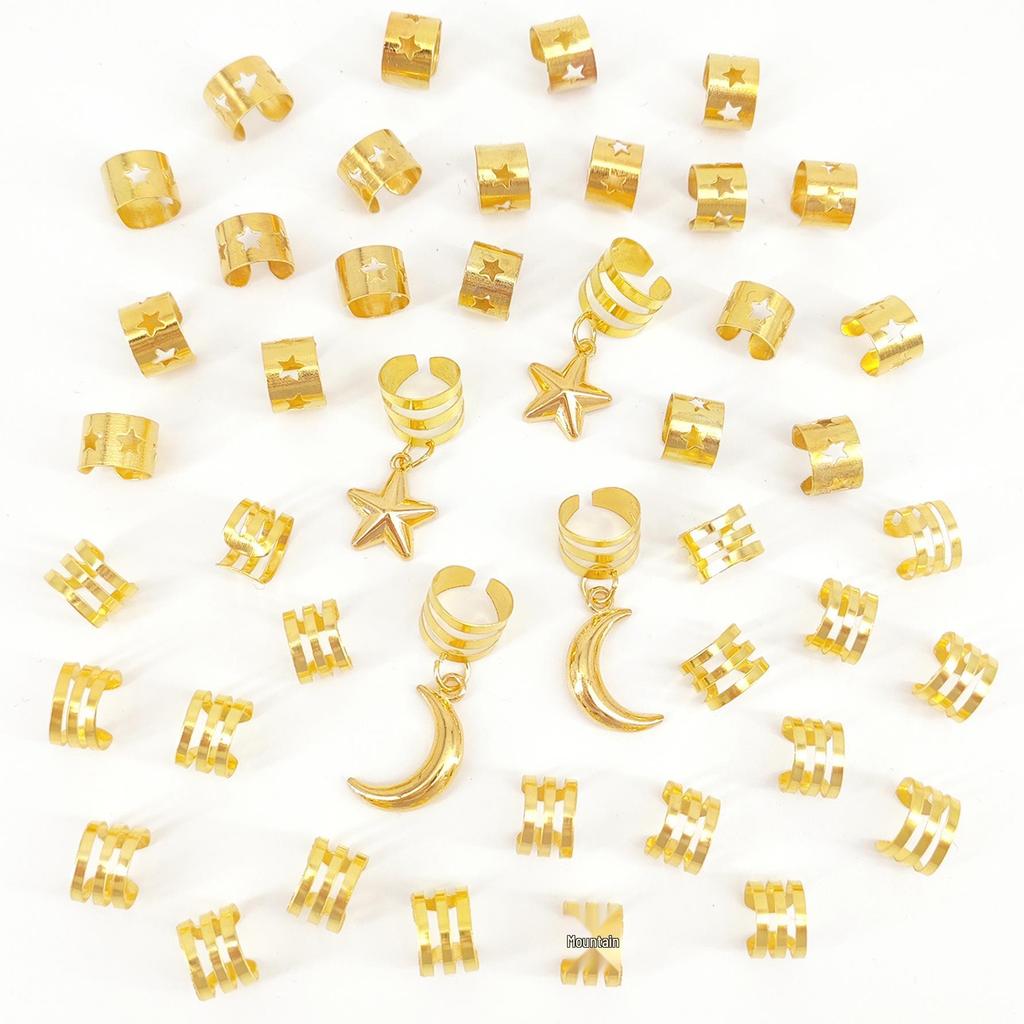 44-Piece Butterfly and Dreadlock Hair Rings Ancient Style Set for Europe and America