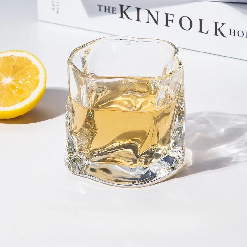Whiskey Glass Transparent Irregular Wine Glass Creative Kink Glass Family Water Cup Ins Wind Drinking Cup Kitchen Utensils
