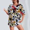 2025 Cartoon Printed Women's T-shirt Disney Princess Printed Summer Short sleeved T-shirt Harajuku Casual Round Neck Top