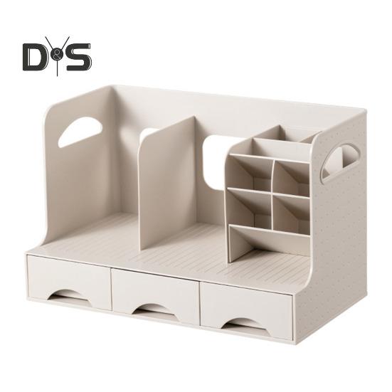 Pen Holder Bookend Large Capacity Desk Organizer with Smooth Drawer Handles Multi-Functional Storage Stationery Organizer