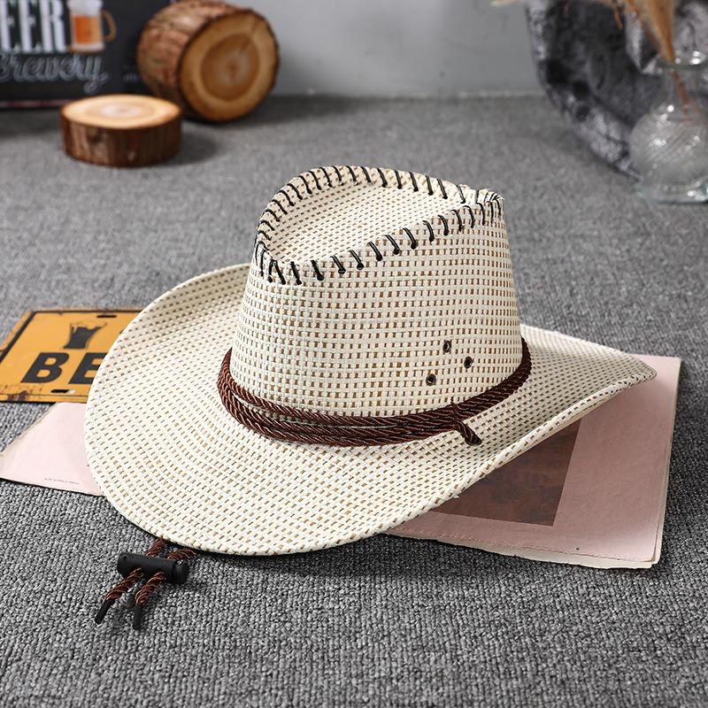 Big Eaves Jazz Straw Hat Women's Summer Outdoor Travel Sunscreen Shade Mountaineering Hat Fashion Western Cowboy Hat Men's