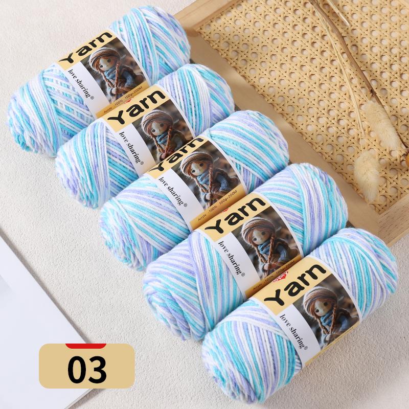 500g Gradient Dyed Colorful Yarn, Rainbow Yarn with Multiple Colors,