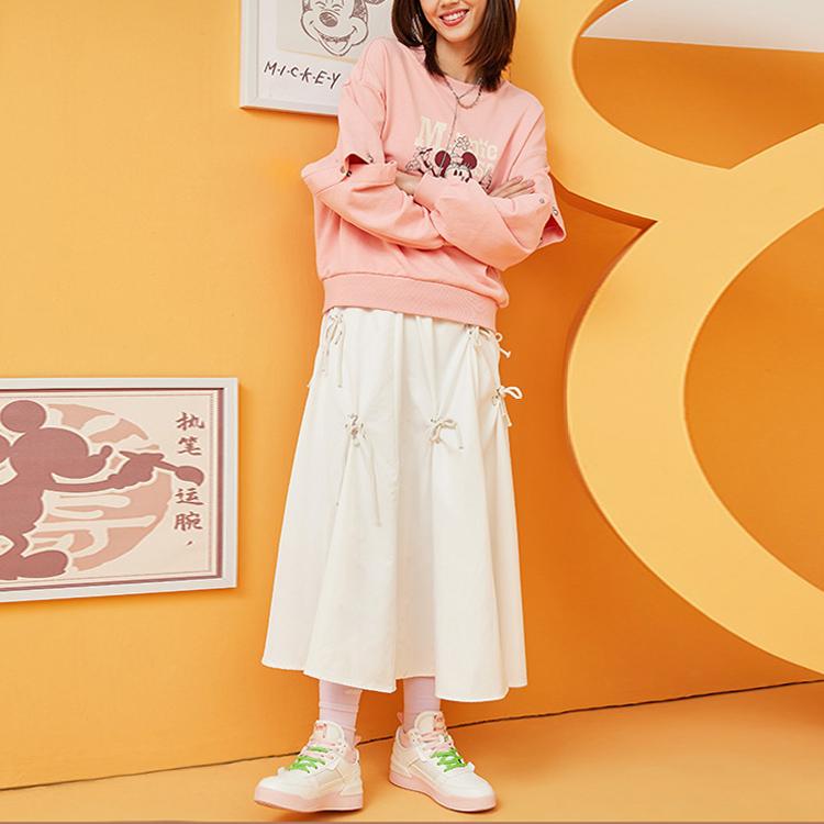 Li-Ning X Disney Joint Fashion Sport Series Printed Crew Neck Sweater Women Sweater Peach-Bud-Red AWDR140-1