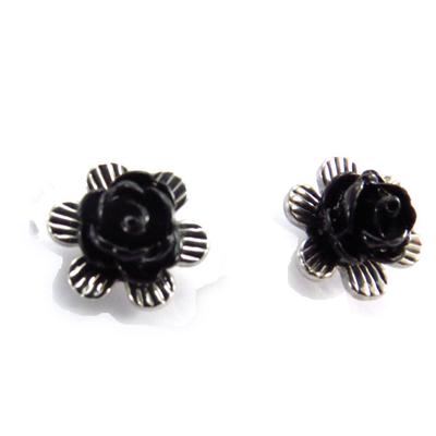 [J7135] - Black 'Flora' Designer Earrings