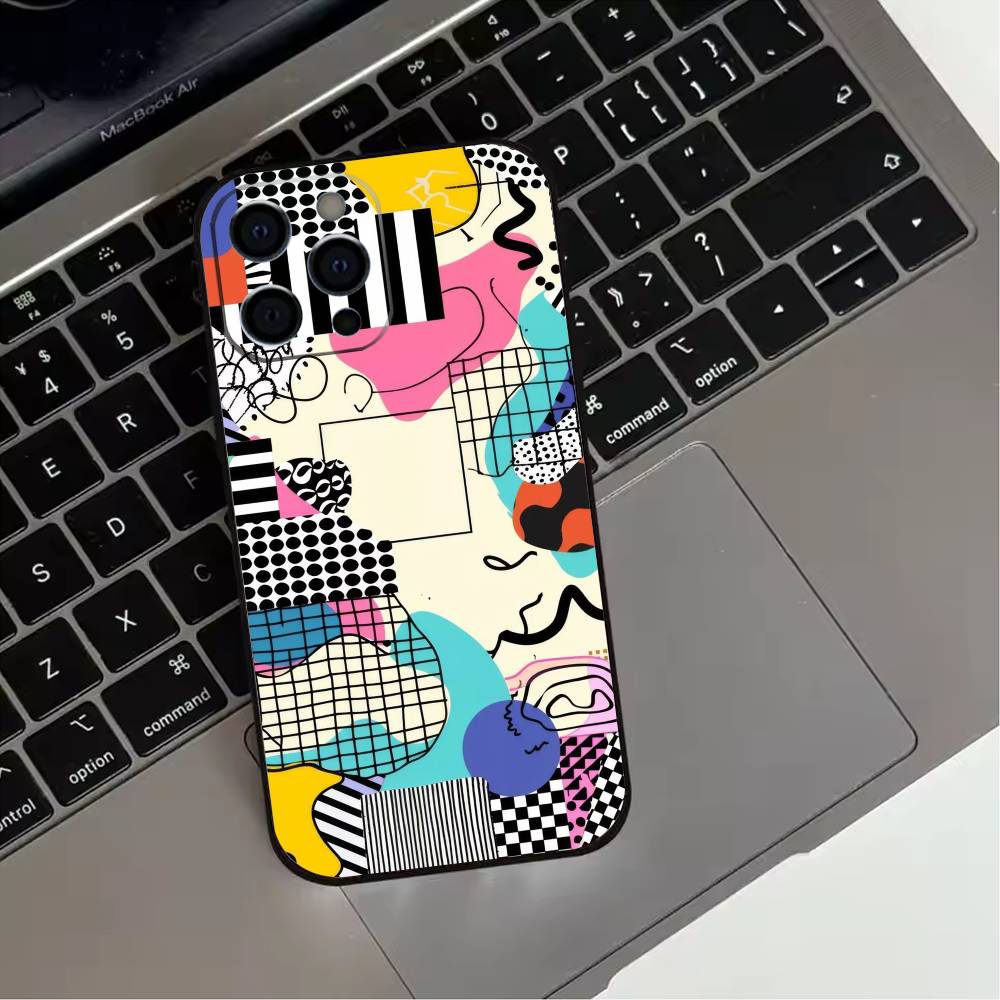 

Trendy Abstract Phone Case For iPhone 17,16,15,14,13,12,11 Plus,Pro Max,XS,Soft Silicone Black Cover iPhone17air