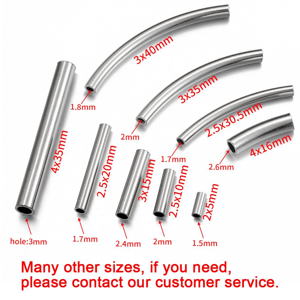 

20pcs Stainless Steel Curved Tube Spacer Beads Connectors Bead for Jewelry Making DIY Bracelet Necklace Crimp Beads Wholesale Straight-2x4mm