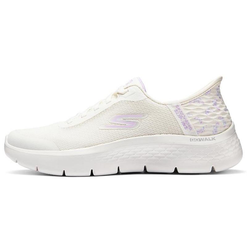 Skechers Go Walk Flex Women Slip Ins Soft Cushion Low Top Walking Shoes White Purple 124823-NTPR 40