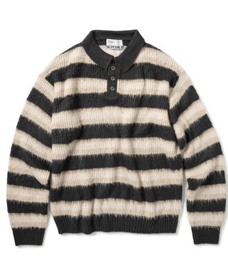SUPERSUB Brushed Stripe Collar Knit - Charcoal