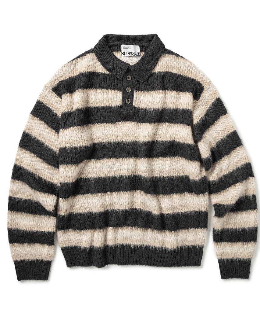 SUPERSUB Brushed Stripe Collar Knit - Charcoal