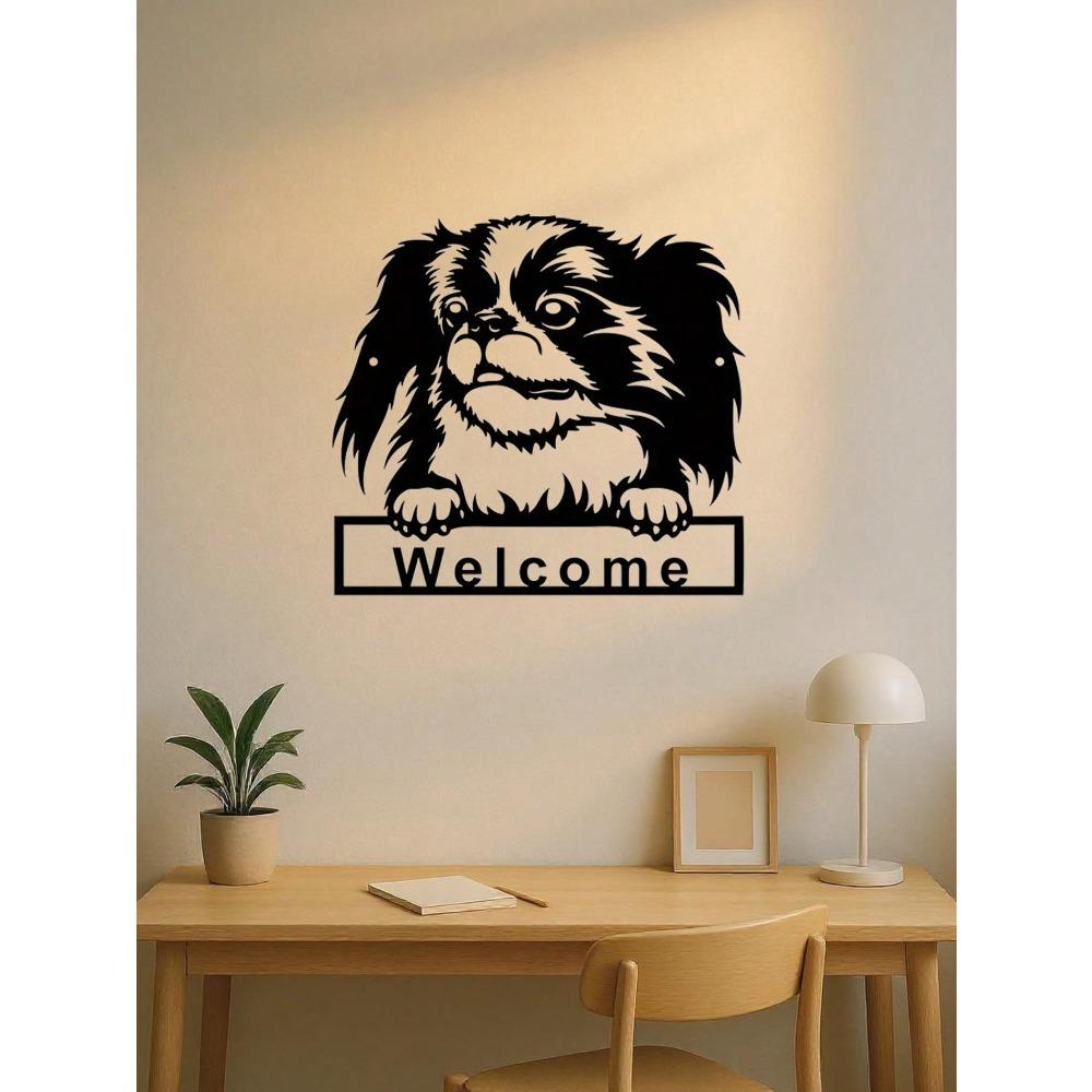 Schwarze Metall Hund Wanddeko, Gotische Haustierkunst, Lustiger Wohnakzent, Einzigartiges Geschenk für Hundeliebhaber, Raumdekoration