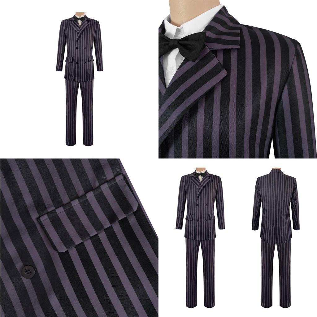 La Famiglia Addams Gomez Addams Costume Cosplay Abito di Halloween Completo di Carnevale
