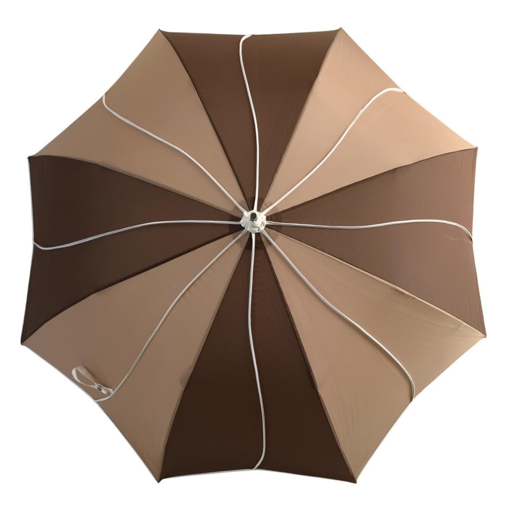 Large Flower Long Difficult to Get Piping Brown x Light [Chinoiserie Modern] Umbrella, Women's, Motif, Umbrella, Deep, Wet, (Dark Brown)