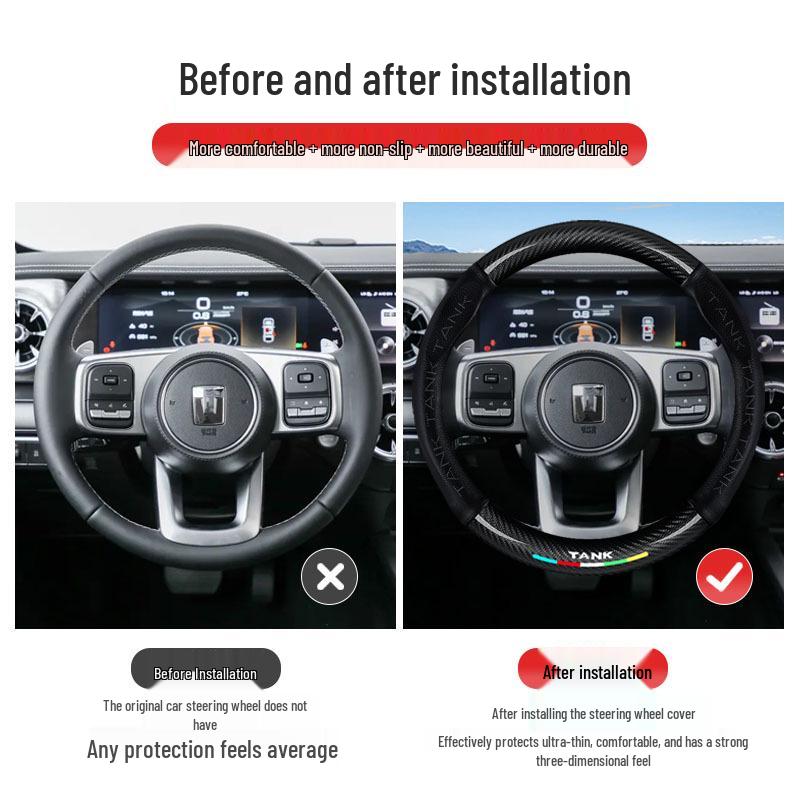 Tank 300 Genuine Leather Steering Wheel Cover: Anti-Slip, All-Season Grip for 400Hi4t, 500, 700 Models